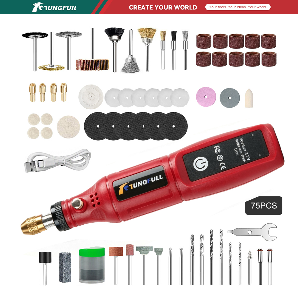 TUNGFULL 3.7V Alat Rotary Tanp - Power Tools For Workshop ulasan dan harga