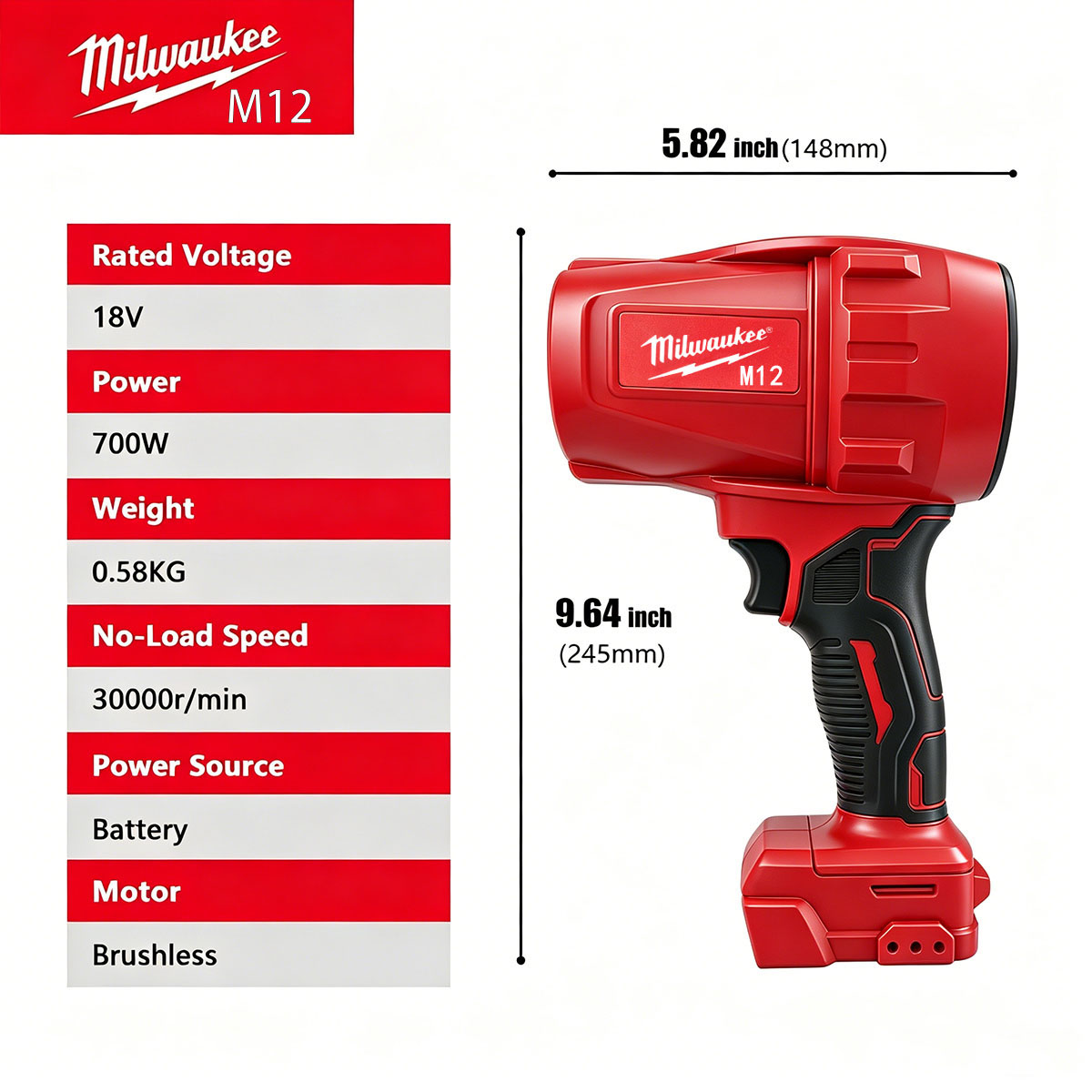 Milwaukee M12 Blower Nirkabel  - Milwaukee Drill M12 Fuel ulasan dan harga